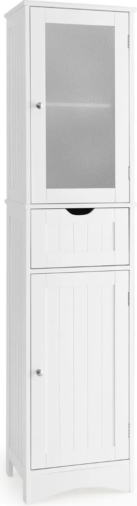 Armário Alto de Casa de Banho, 40 x 30 x 170 cm, Prateleiras Ajustáveis, Branco