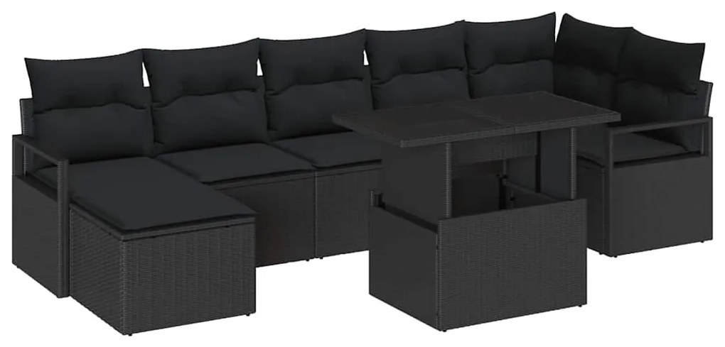 Conjunto de sofá de jardim de 8 peças com almofadas em rattan e poliés