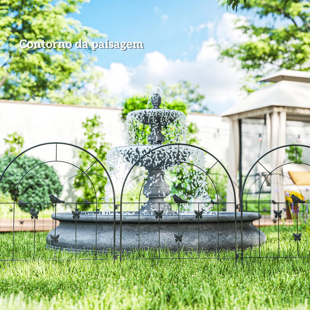Vedações de Jardim Coimbra Preto – 300×70 cm – Metal e Painéis Modular