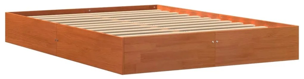Cama sem colchão 140x200 cm madeira pinho maciça castanho-mel