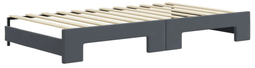 Sofá-cama c/ gavetão/colchões 100x200 cm veludo cinzento-escuro