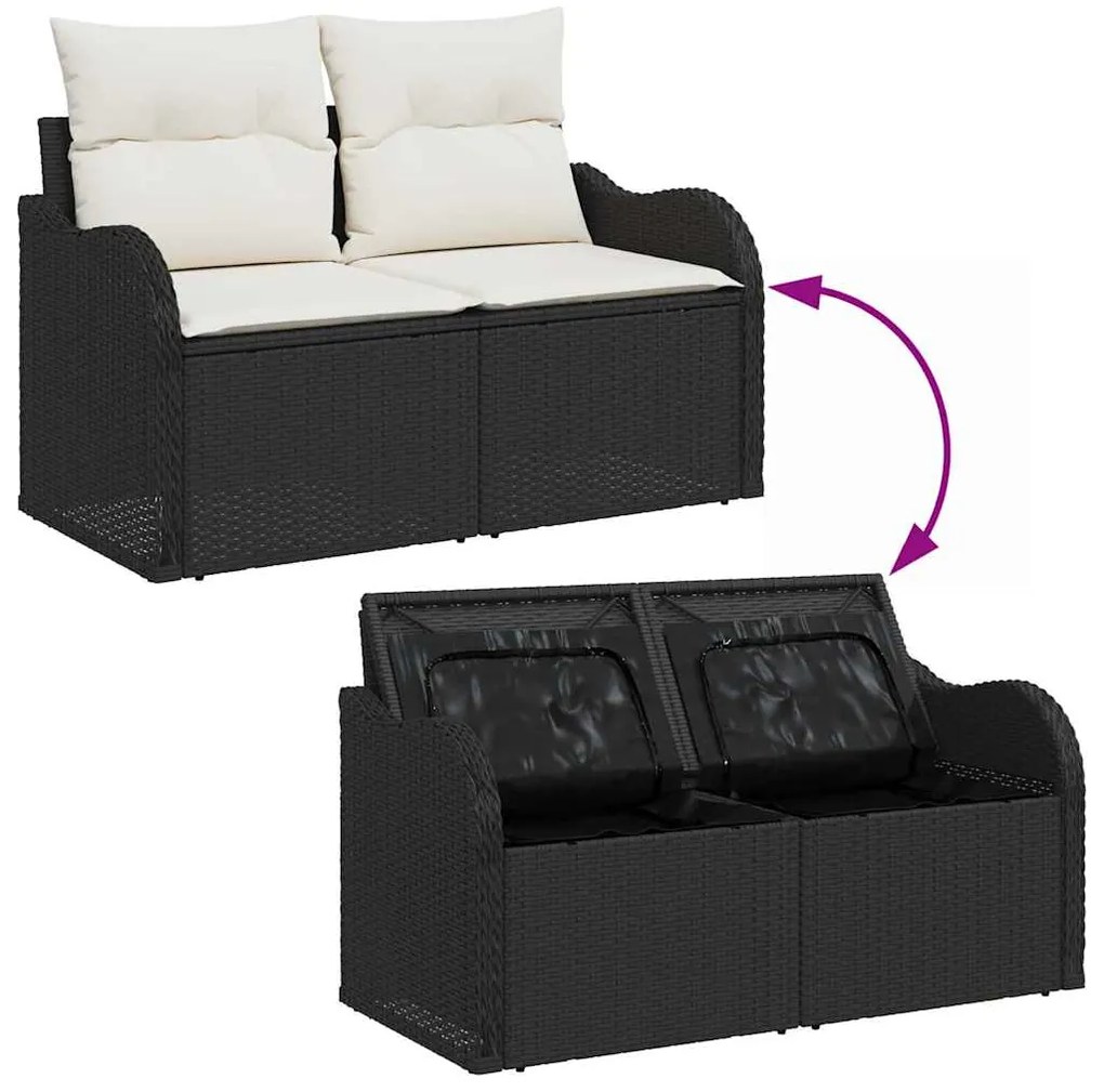 Conjunto de Sofás para Jardim 13 Peças com Almofadas Preto Rattan Sint