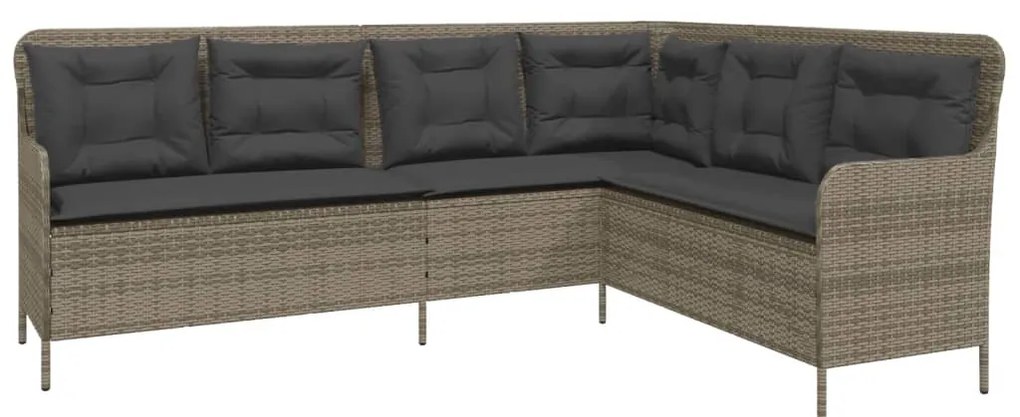 2 pcs conjunto sofás de jardim c/ almofadões vime PE cinzento