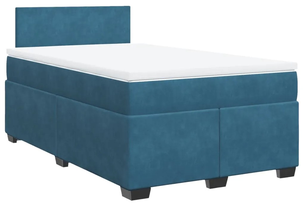 Cama boxspring com colchão 120x190 cm veludo azul