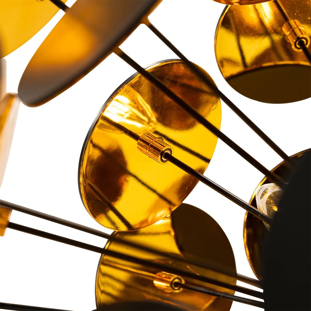 Candeeiro de suspensão design preto e dourado - Cerchio