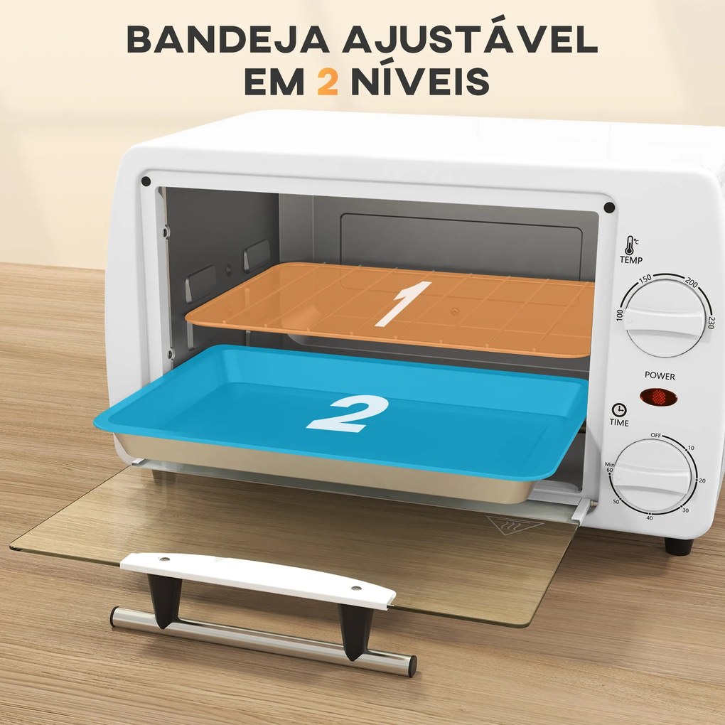 Mini Forno Elétrico 10 Litros 750W com Temperatura até 230 °C Temporiz