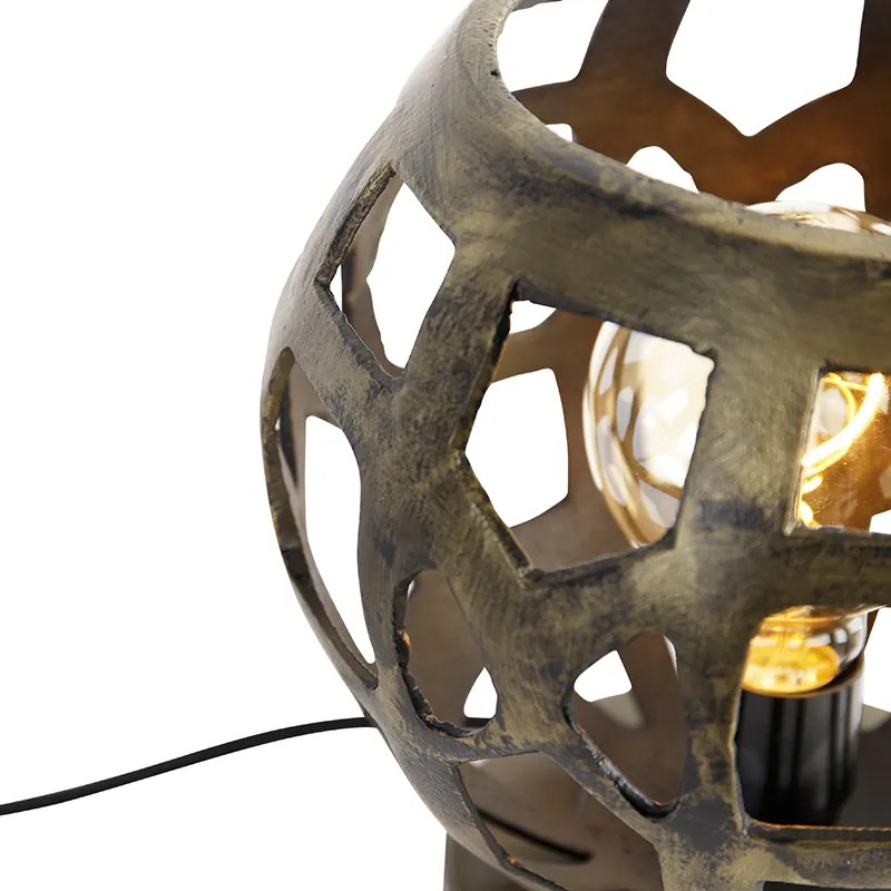 Candeeiro de mesa industrial dourado antigo - Bobby