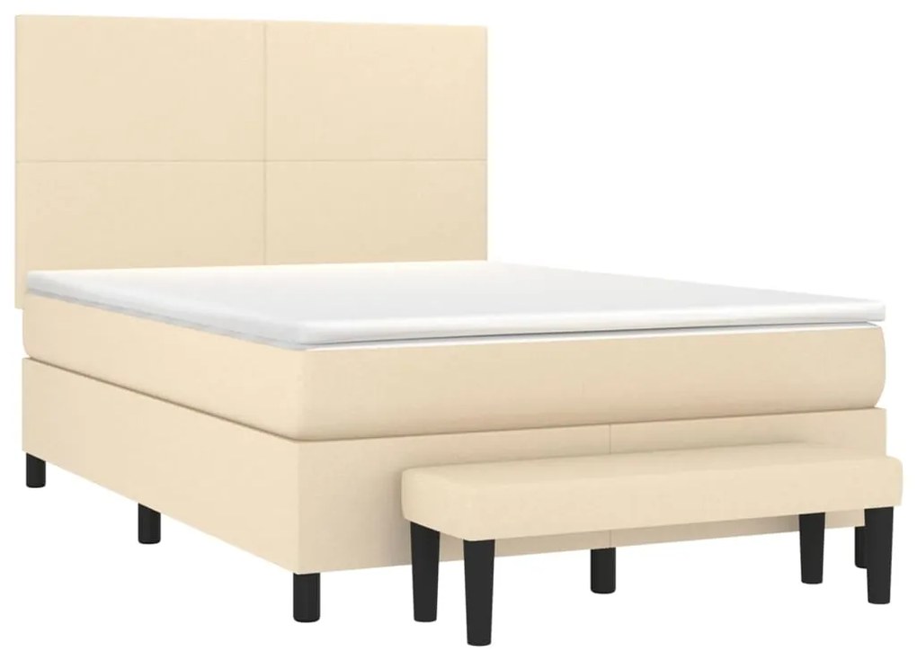 Cama com molas/colchão 140x190 cm tecido cor creme