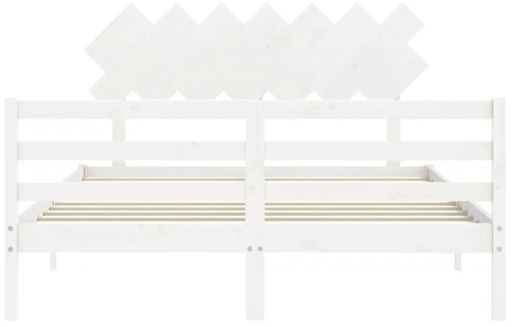 Estrutura de cama com cabeceira 140x190cm madeira maciça branco