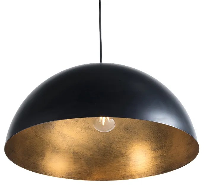 LED Candeeiro pendente industrial inteligente preto com dourado 50 cm incl. Wifi G125 - Magna Eco Moderno