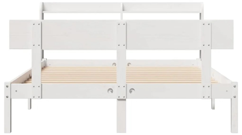 Cama sem colchão 140x200 cm madeira de pinho maciça branco