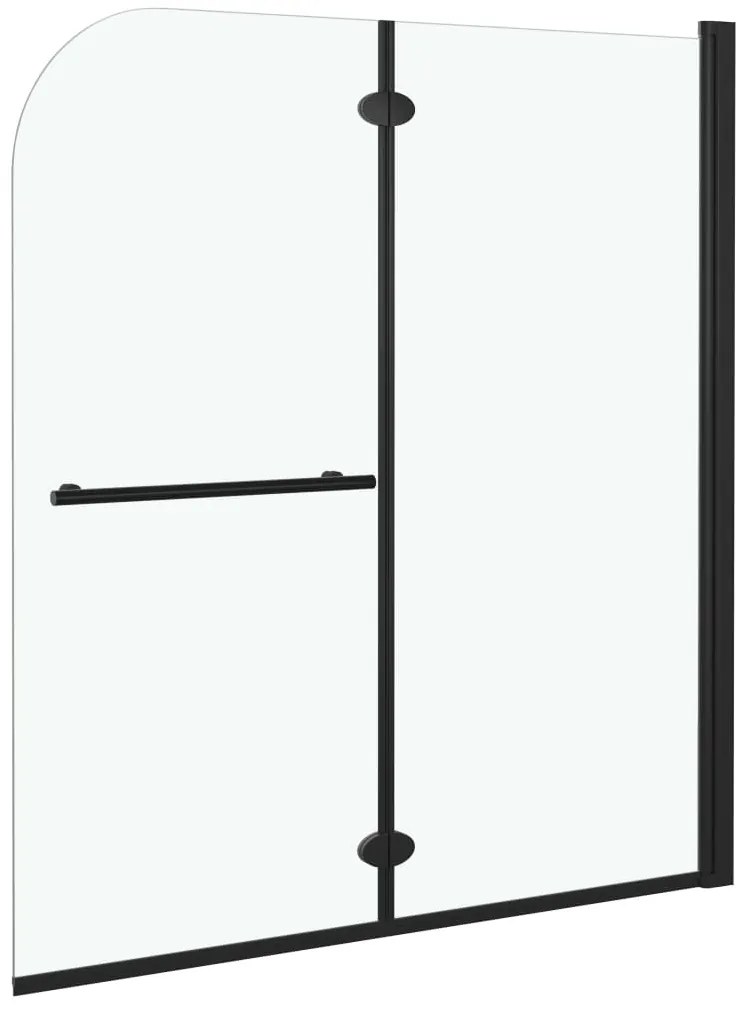 Divisória de chuveiro dobrável 2 painéis ESG 120x140 cm preto