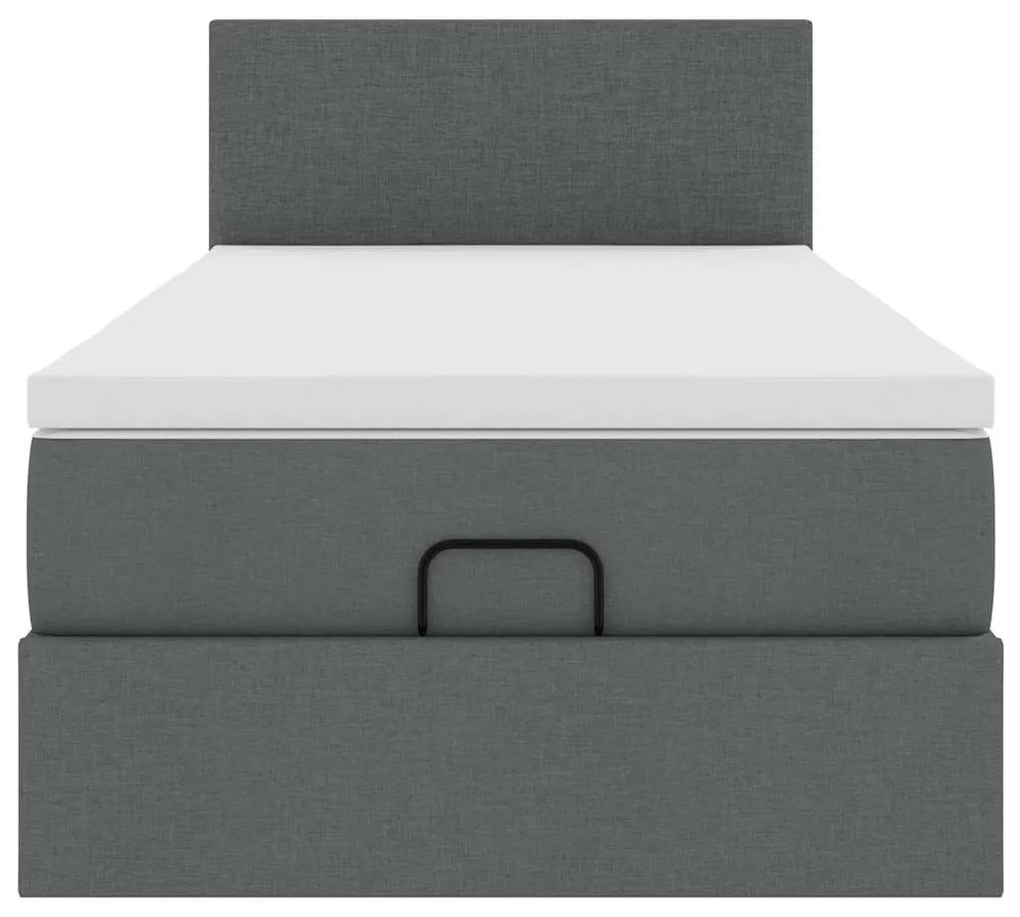 Cama otomana com colchão & LEDs 90x200cm tecido cinzento escuro