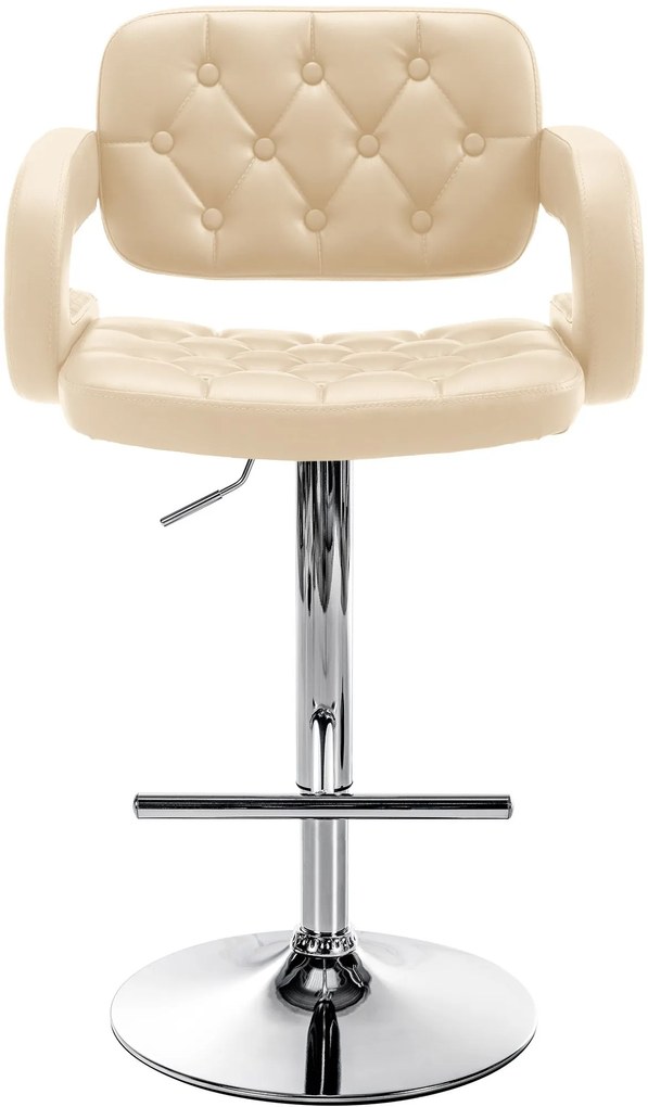 Banco de bar Dublin em couro sintético 62 x 103-123 x 55 cm Creme