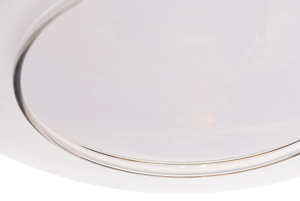 Candeeiro de suspensão design preto com dourado e vidro fumê 4-luzes - Kyan Design