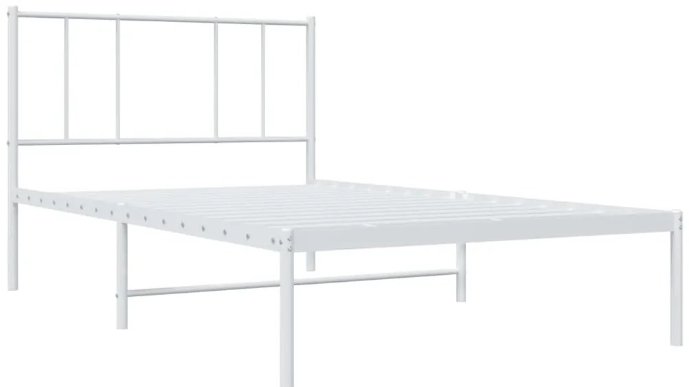 Estrutura de cama com cabeceira 90x190 cm metal branco