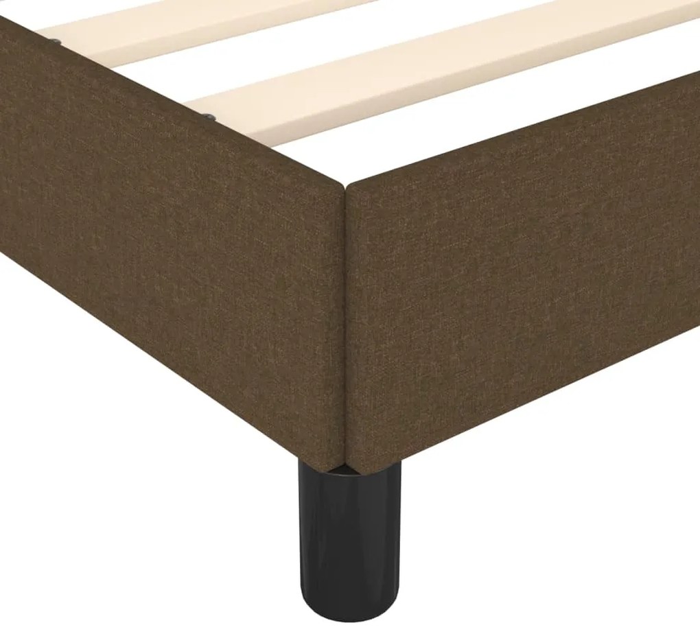 Estrutura de cama 140x190 cm tecido castanho-escuro