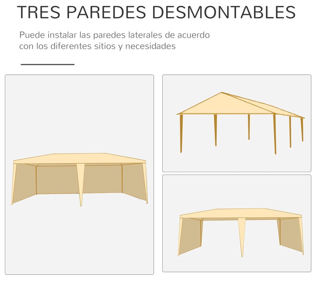 Outsunny Tenda para Festas 5,83x2,95x5,55m com 4 Paredes Laterais e 2 Janelas Tenda de Exterior com Estrutura de Aço para Festas Eventos Casamentos Verde