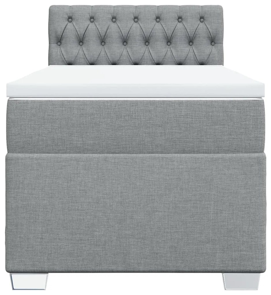 Cama com molas/colchão 90x190 cm tecido cinzento-claro