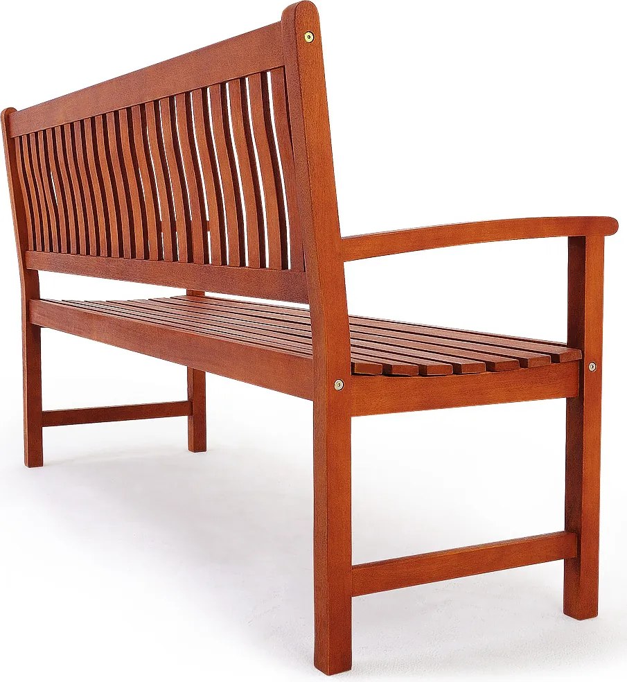 Banco de jardim Maxima em madeira de eucalipto com certificação FSC® 152x55x92cm Castanho