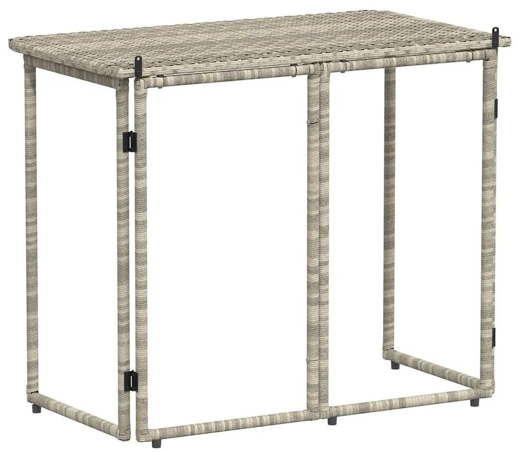 Mesa de jardim dobrável 90x51x75 cm vime PE cinzento-claro