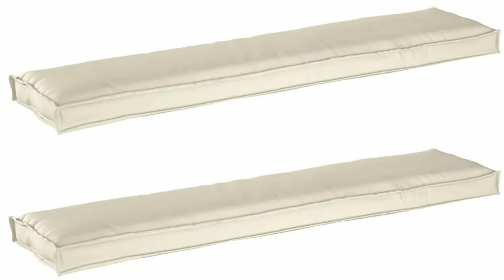 almofadas para palete para banco 2 pcs creme 180x40x8 cm tecido Oxford