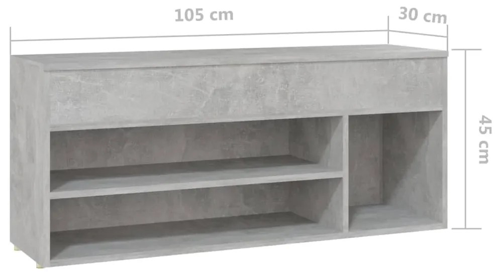 Banco sapateira 105x30x45 cm derivados madeira cinzento-cimento