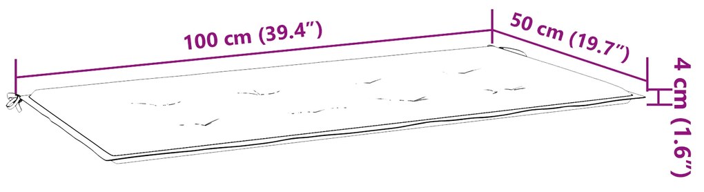 Almofada para Banco de Jardim vidaXL com Estampa de Folhas, 100x50x4 c
