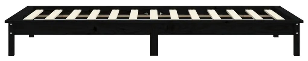 Estrutura cama de solteiro pequena 75x190 cm pinho maciço preto