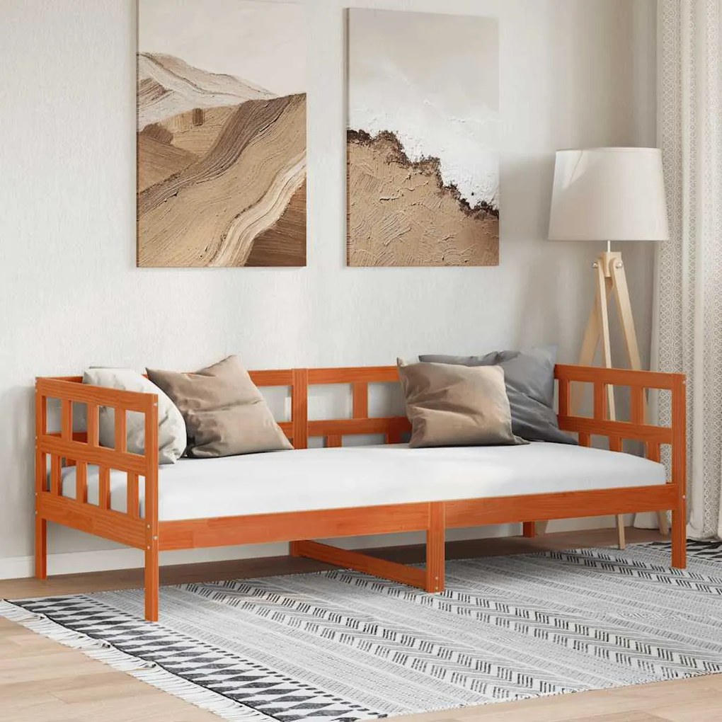 Sofá-cama sem colchão 80x200 cm madeira de pinho castanho cera