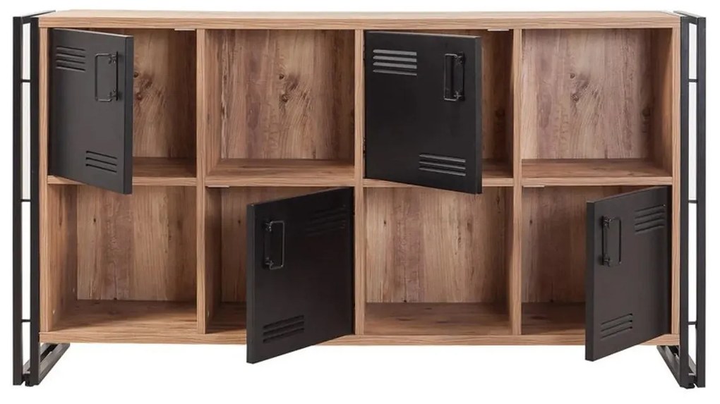 Conjunto de Mobiliário de Sala de Estar Cosmo – Pinho Atlântico/Preto