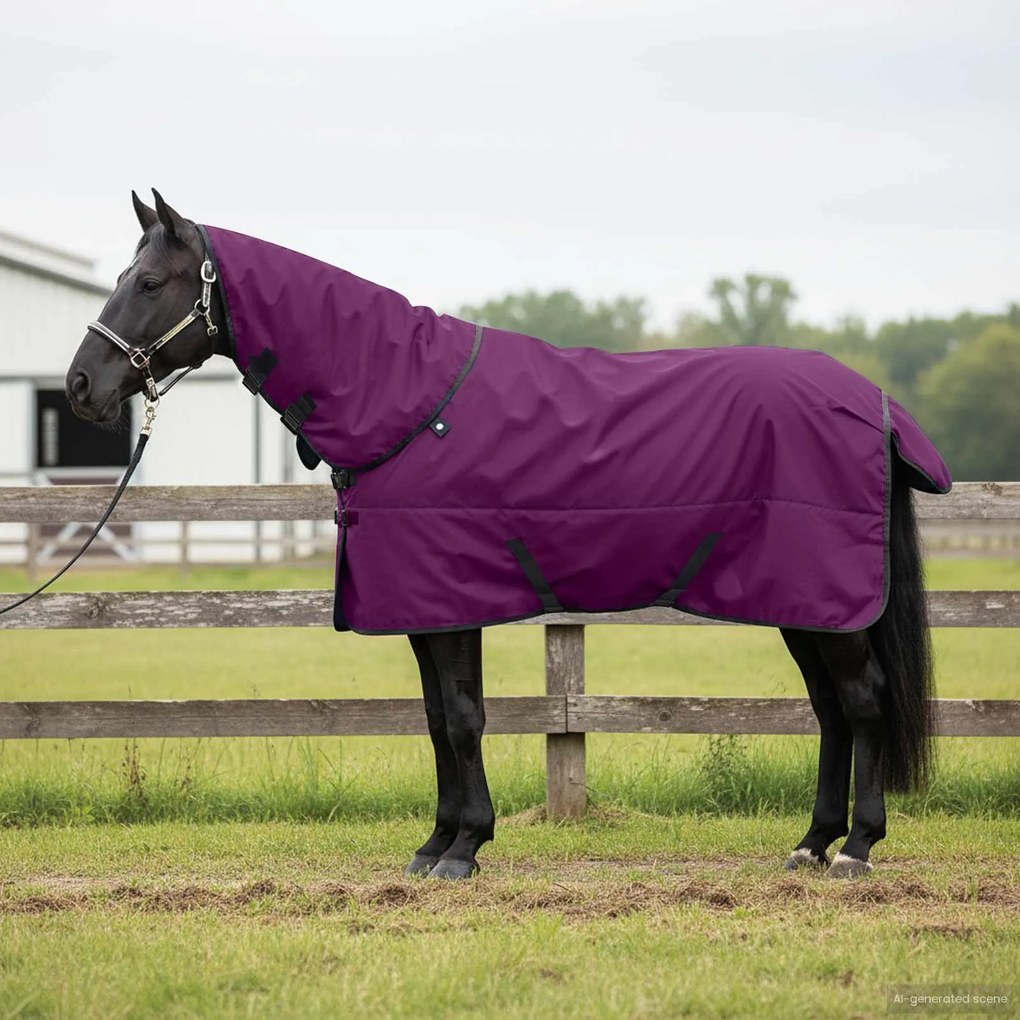 vidaXL Cobertor de Cavalo Verde Escuro e Preto 75 cm Poliéster