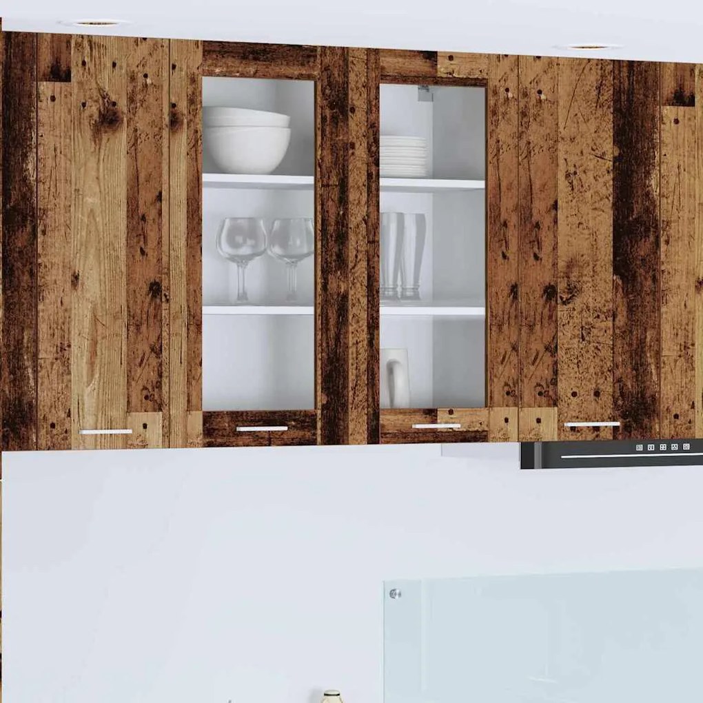 vidaXL Armário suspenso com porta Riga Madeira antiga 80 x 31 x 80 cm