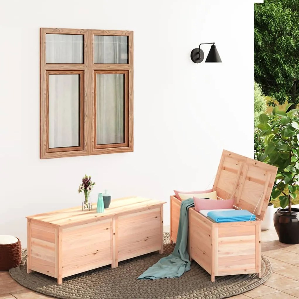 152174 vidaXL Caixa para almofadões de exterior 250x50x56 cm abeto maciço