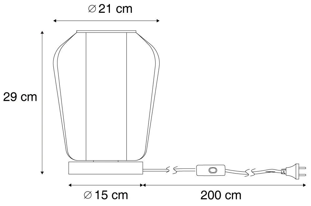 Candeeiro de Mesa Japandi Preto com Abajur de Linho Bege 21,5cm - Nami Japandi