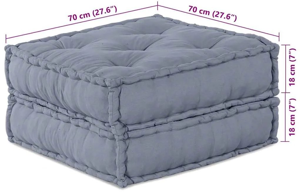 Sofá Pouf Modular para 2 Pessoas que se Transforma em Tecido Cinza