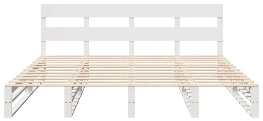 Cama sem colchão 200x200 cm madeira de pinho maciça branco