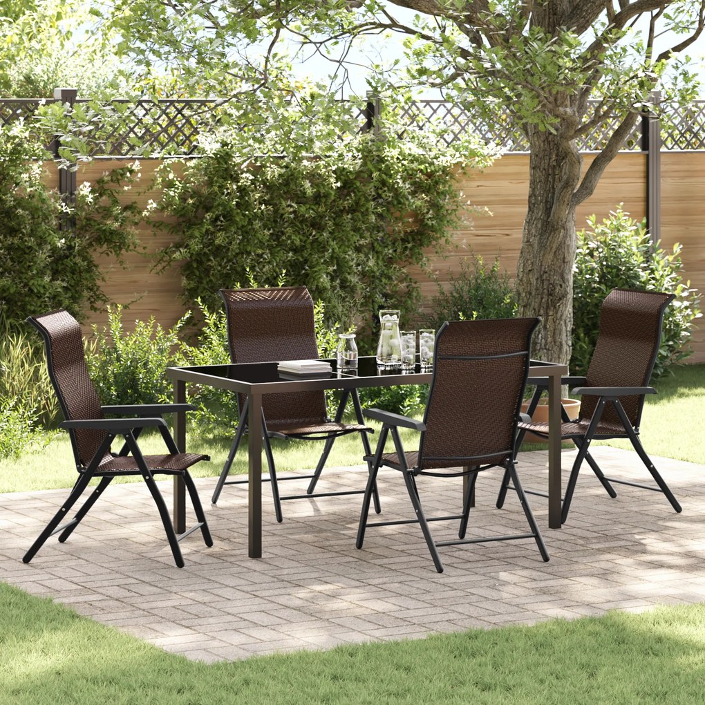 vidaXL Conjunto de Jantar de Jardim 5 Peças Castanho Rattan PE