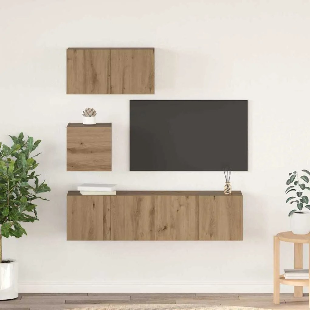 Conjunto de móvel de TV 4 pcs carvalho artisiano