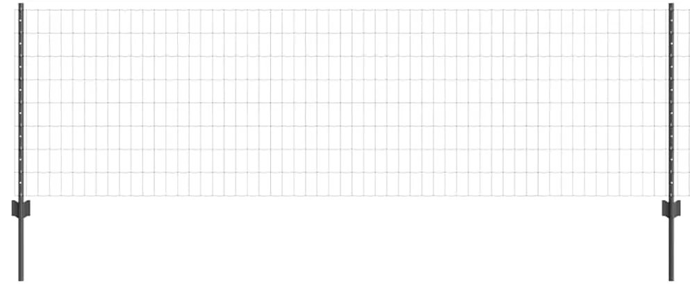 Cerca Euro com 11 Postes U Cinza 0,8x25 m Aço