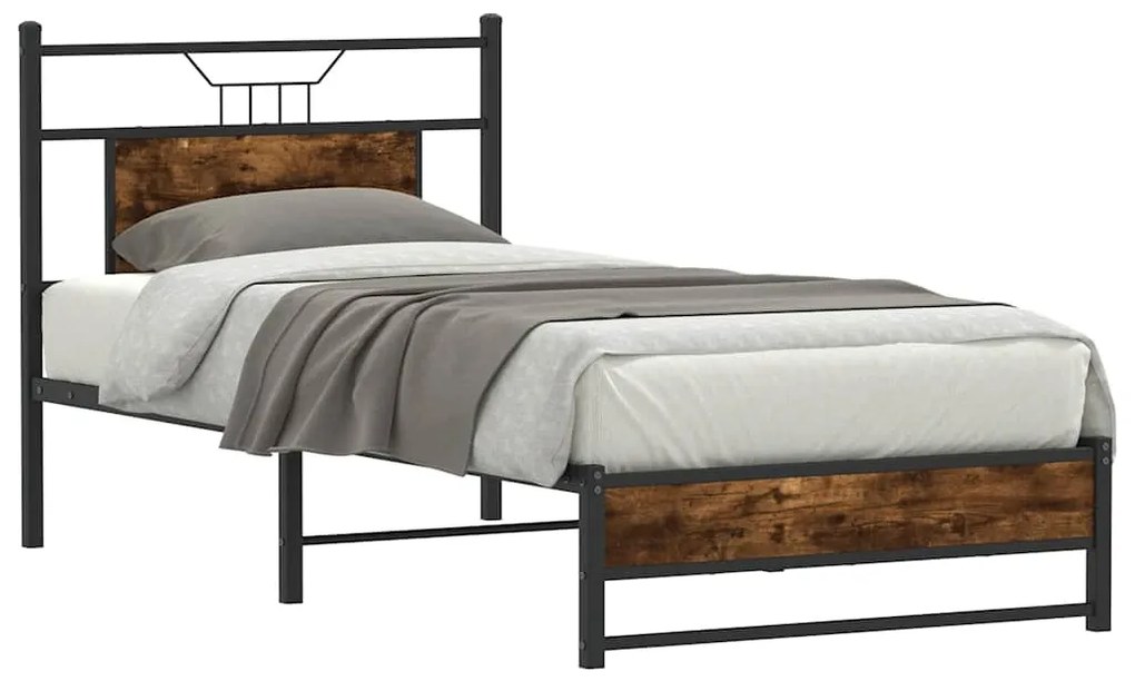 Estrutura cama s/ colchão derivados de madeira carvalho fumado