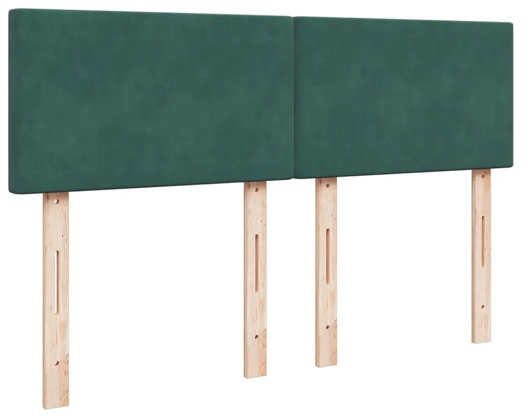 Cama com molas/colchão 160x200 cm veludo verde-escuro