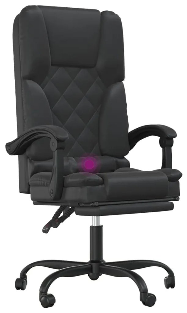 Cadeira escritório massagens reclinável couro artificial preto