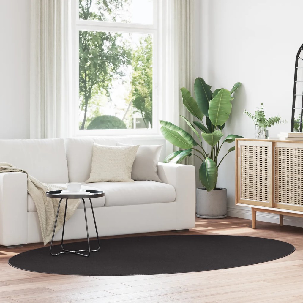 tapete vidaXL 'HUARTE'preto 160x230 cm oval