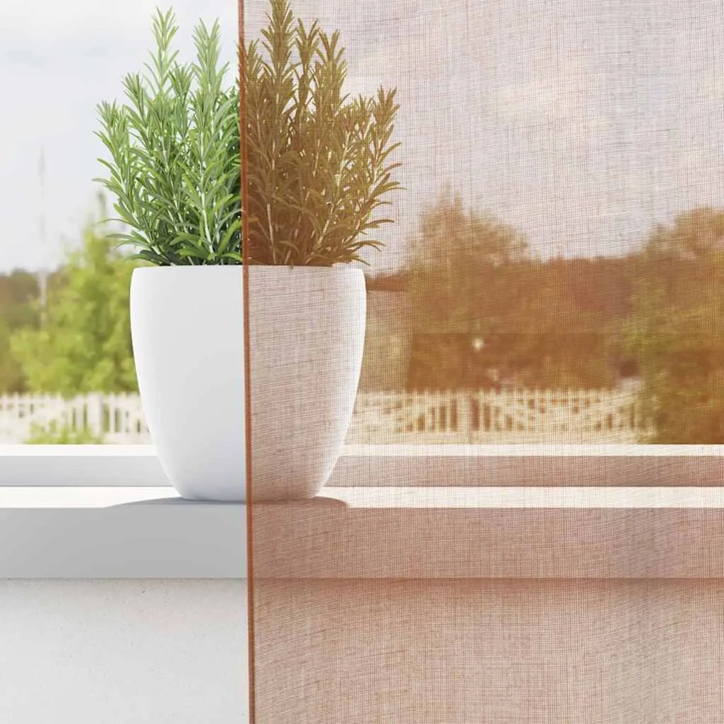 Cortinas de voile com ilhós 2 pcs terracota