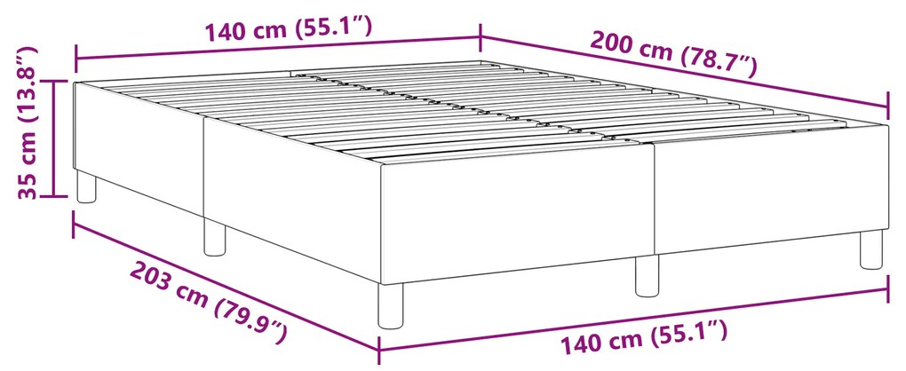 Cama Box vidaXL Cinza Escuro 140x200 cm Tecido de Corduroy