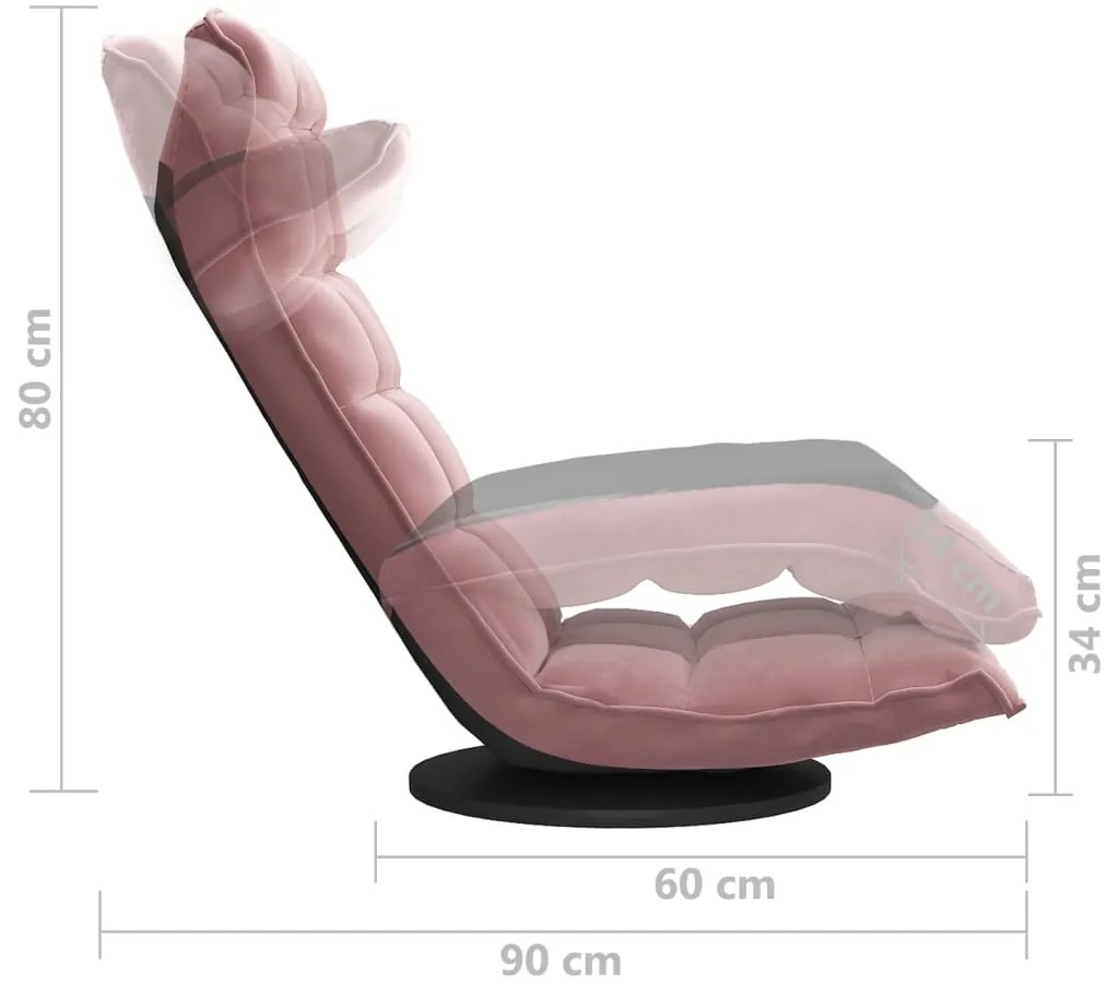Cadeira de piso giratória veludo rosa