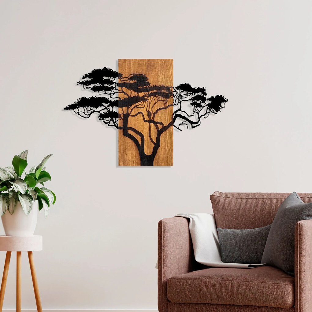 Acessório Decorativo de Parede Acácia – Nogueira e Preto – 90 x 58 cm