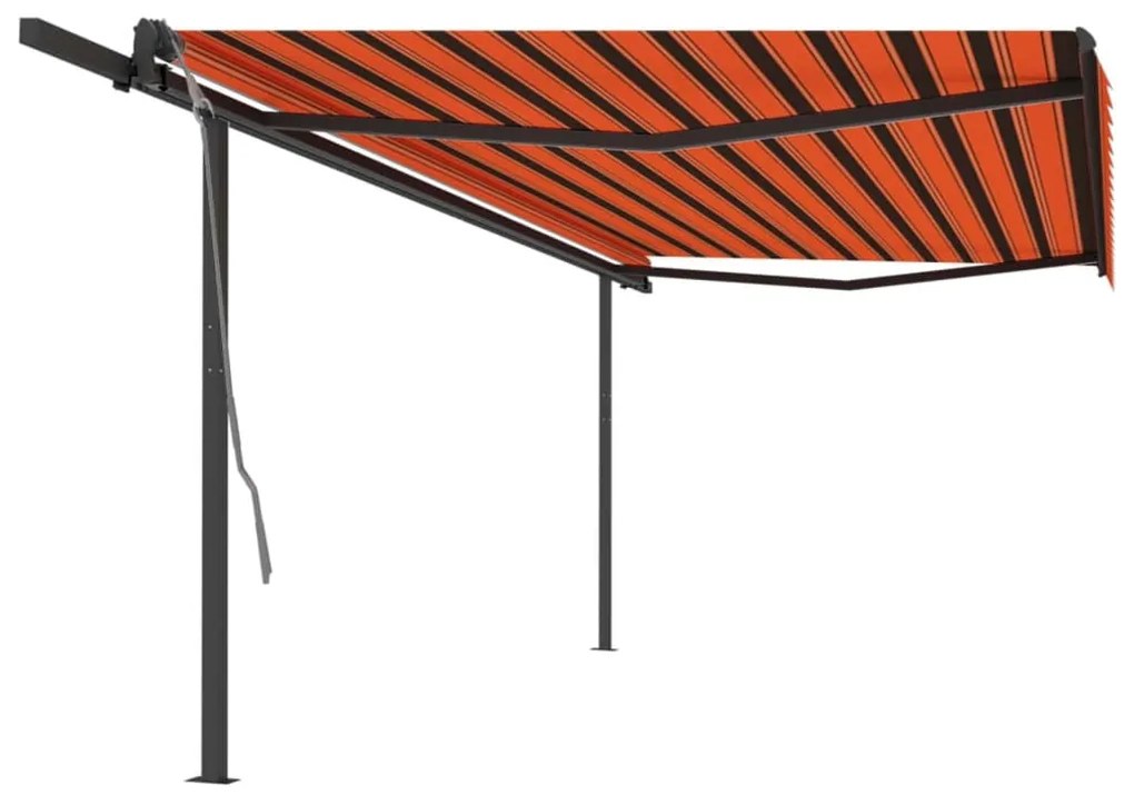vidaXL Toldo retrátil automático com postes 5x3 m laranja e castanho