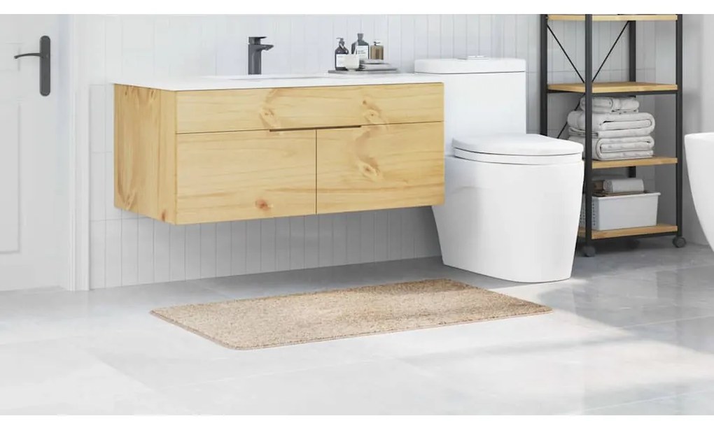 Tapete de Banho Retangular Creme 70x120 cm Polipropileno Antiderrapant